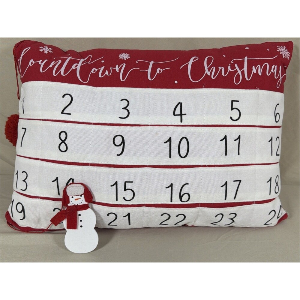 Creative Co-Op Advent Calendar Pillow Countdown To Christmas 19" Large